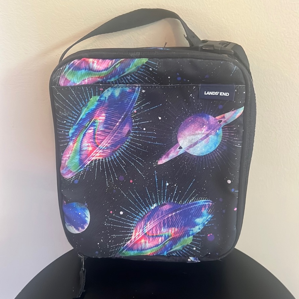 Lands' End Black Galaxy Thermal Lunch Bag or Box